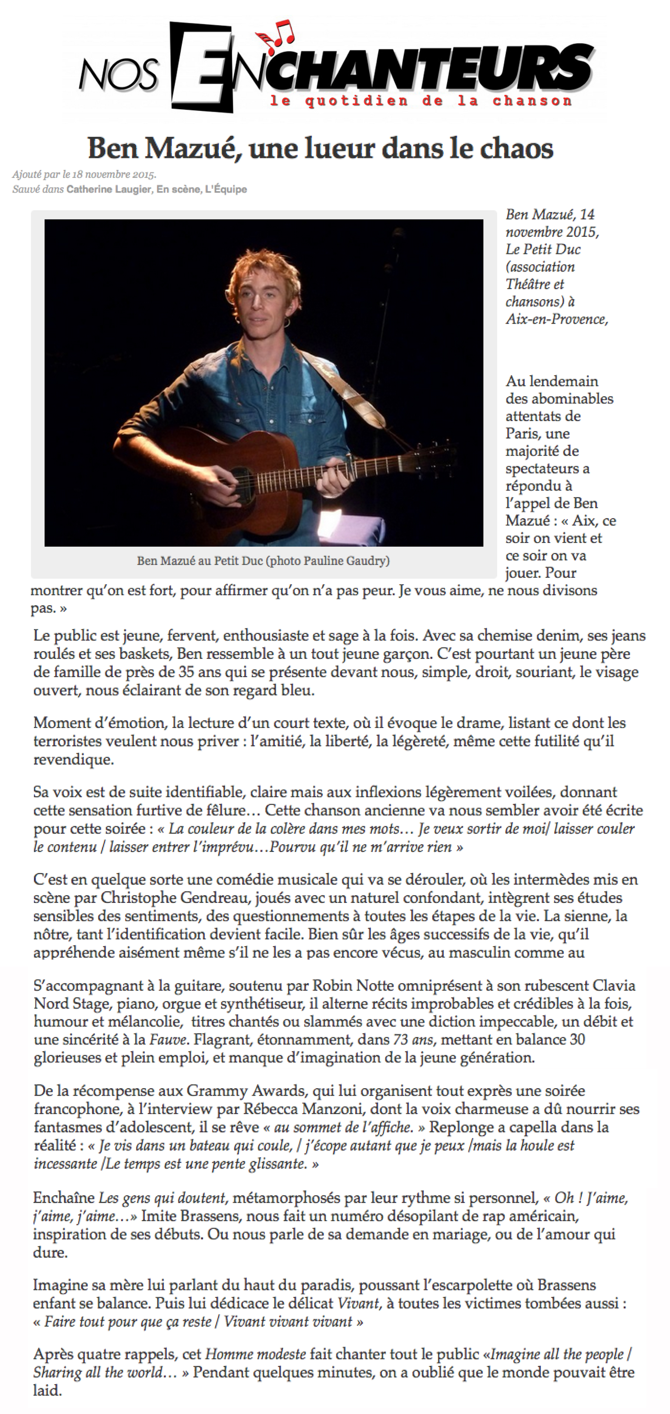 Ben Mazué : Une lueur dans le chaos