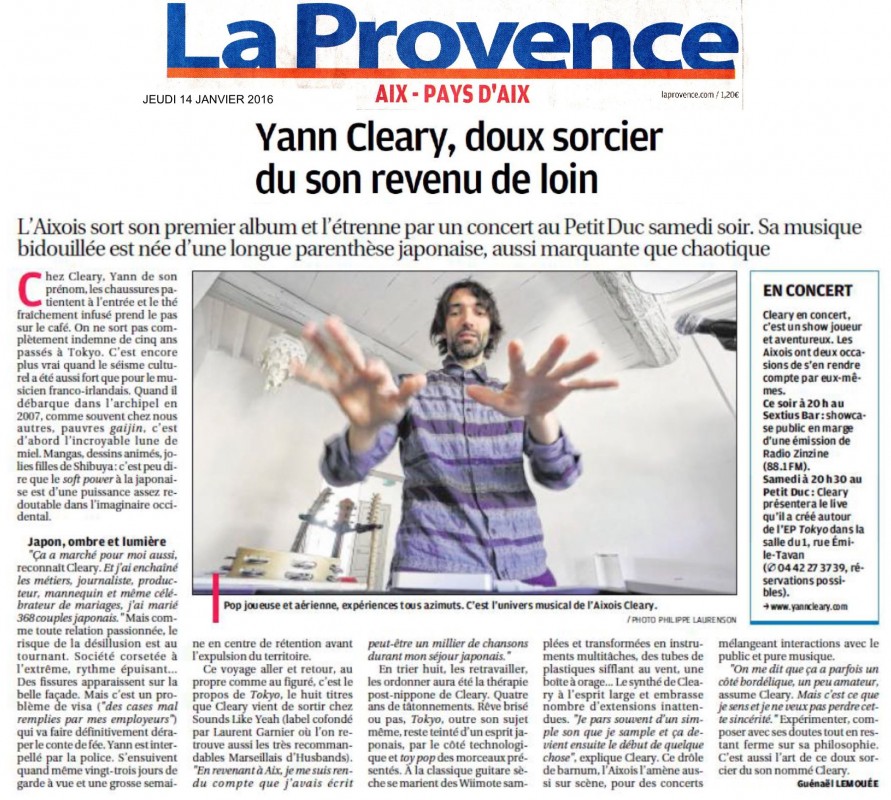 La Provence: Yann CLEARY, doux sorcier du son...