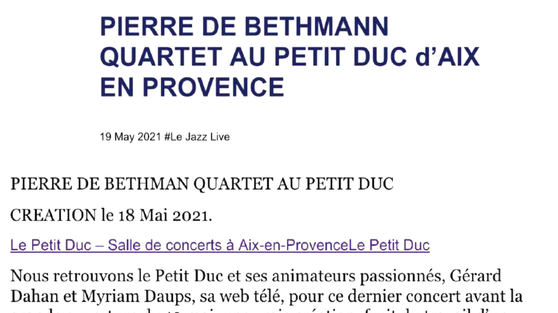 Jazzmag - Pierre de Bethmann